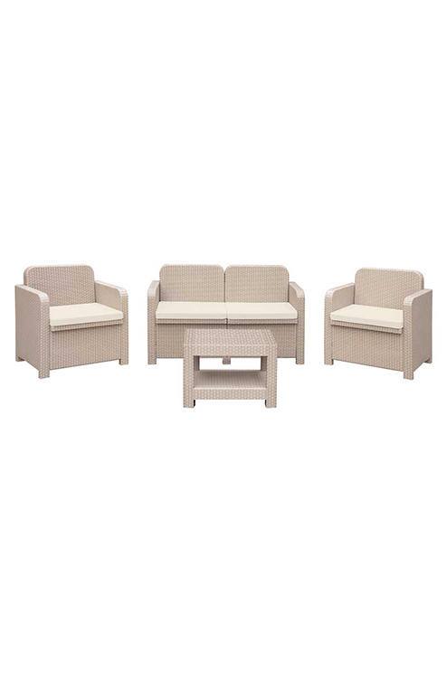 Set Mobilier Terasă Ratan – Crem