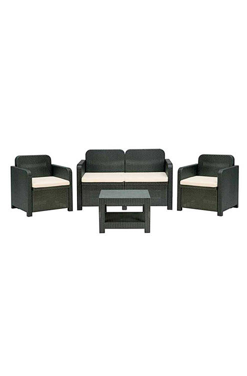 Set Mobilier Terasă Ratan – Gri Antracit